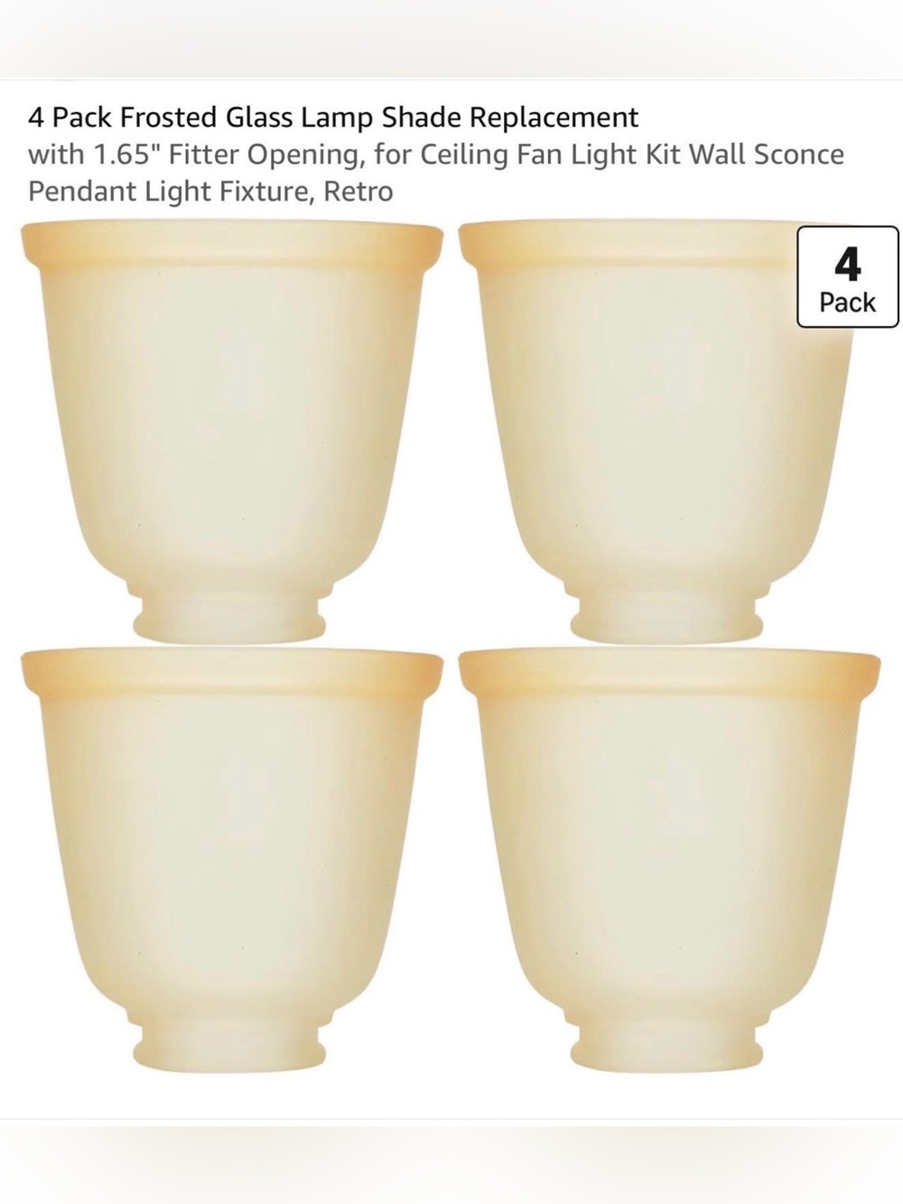 Set of 4 Frosted Glass Lamp Shades - Cream